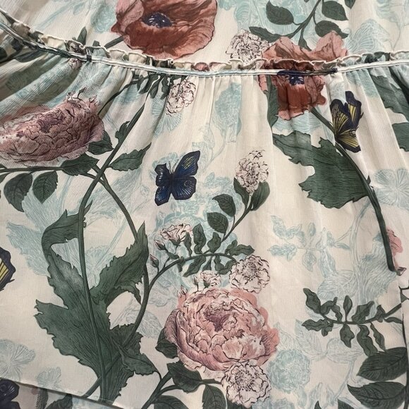 Maeve Anthropologie Ruffled Tiered Maravilla Maxi Dress Size 4 Floral Butterfly - Picture 10 of 11